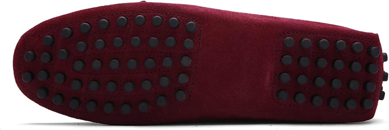 Santimon Mens Penny Loafers Classic Suede Leather Moccasins Casual Slip On Driving Prom Shoes