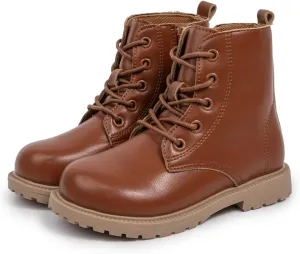 Sawimlgy Toddler Boys Girls Classic Hiking Boots PU Leather Outdoor Four Seasons Ankle Sneaker High Top Durable Rubber Sole Casual Shoes