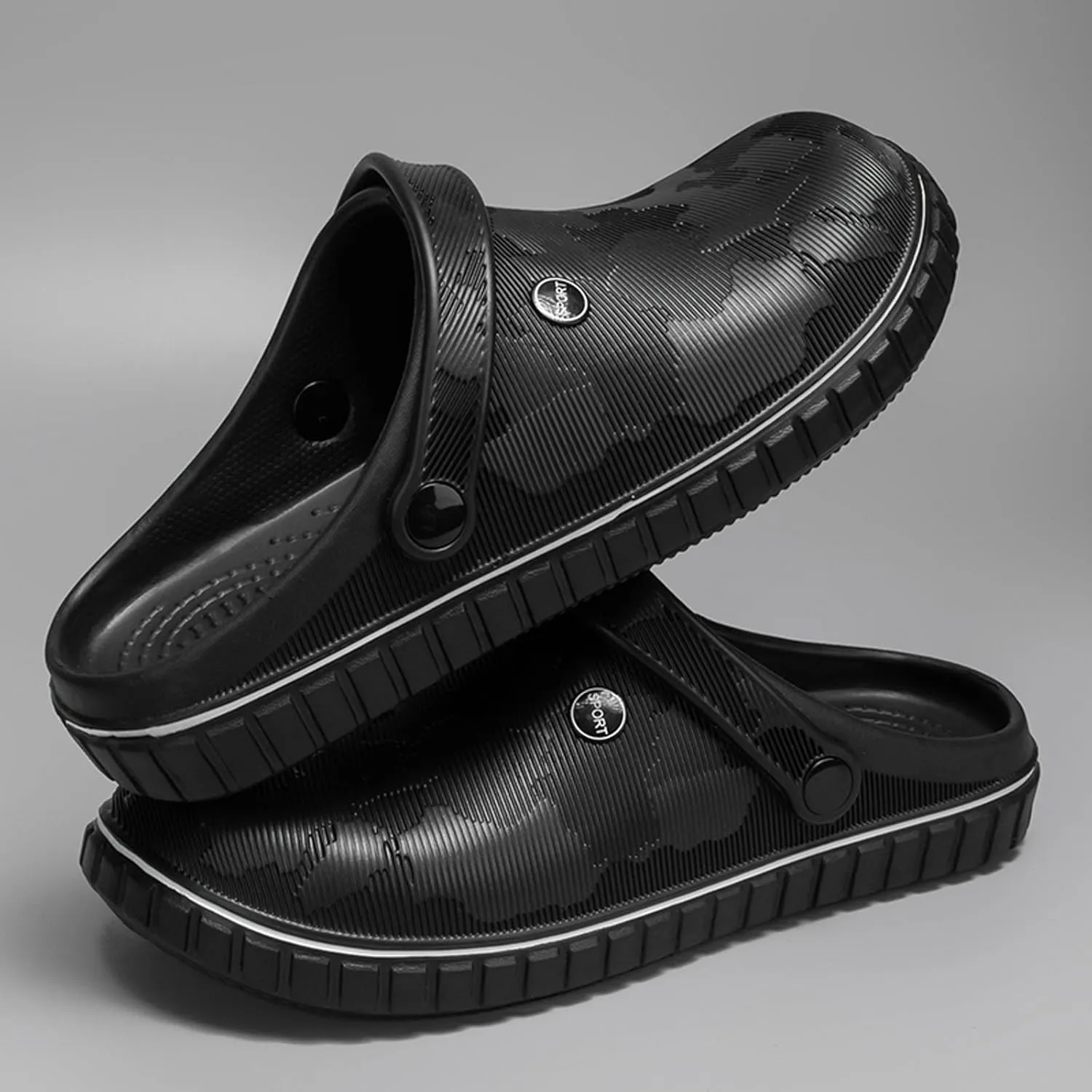 SECHRITE Mens Clogs Mules Slip on Garden Work Nurse Water Shoes for Men Non Slip Waterproof Closed Toe Clogs Sandals for Kitchen Office Beach Fishing