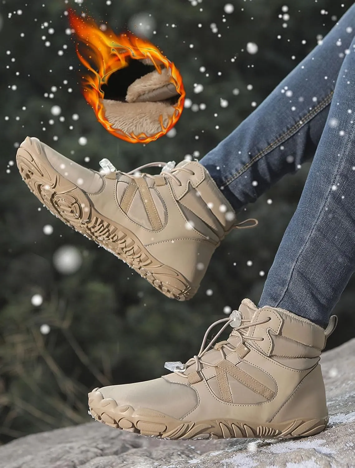 SECHRITE Mens Womens Barefoot Minimalist Shoes Winter Boots Zero Drop Sole Trail Running Sneakers Wide Toe Box