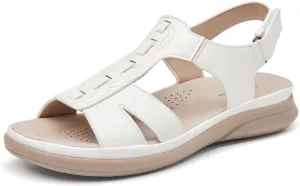 SelenePair Women's Flat Arch Support Slide Sandals Open Toe Casual Walking Summer Adjustable Sandal