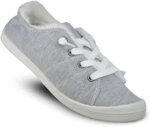 Shaboom Women's Fur Lining Lace Up Warm Canvas Sneaker