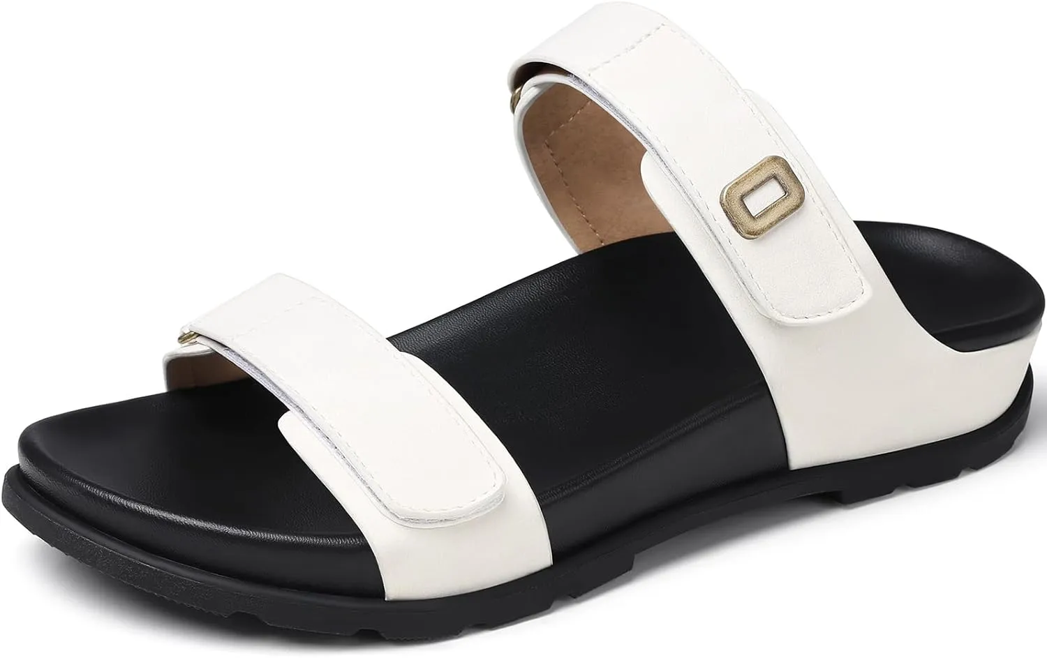 SHIBEVER Flat Sandals for Women Dressy: Summer Arch Support Comfortable Slip On Slide Sandal