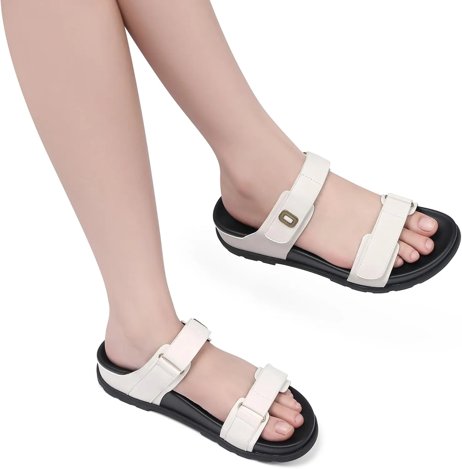 SHIBEVER Flat Sandals for Women Dressy: Summer Arch Support Comfortable Slip On Slide Sandal