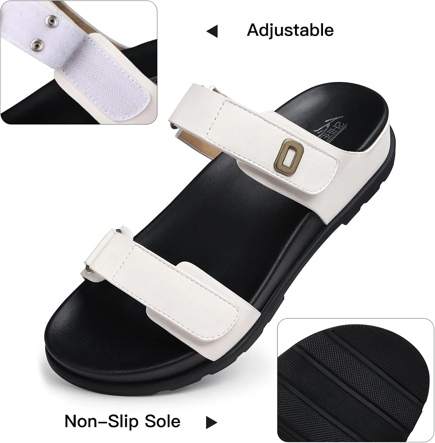 SHIBEVER Flat Sandals for Women Dressy: Summer Arch Support Comfortable Slip On Slide Sandal
