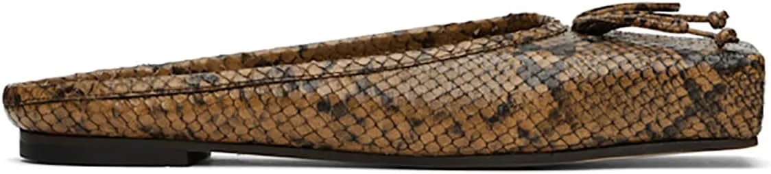 SHODENSE Women Square Toe Bow Mule Flats Slip On Dress Mules Matte Comfortable Flat Heel Ballet Shoes Backless Bow Mule Shoes Snakeskin Animal Print Chic Fashion Spring Fall 4-11 M US