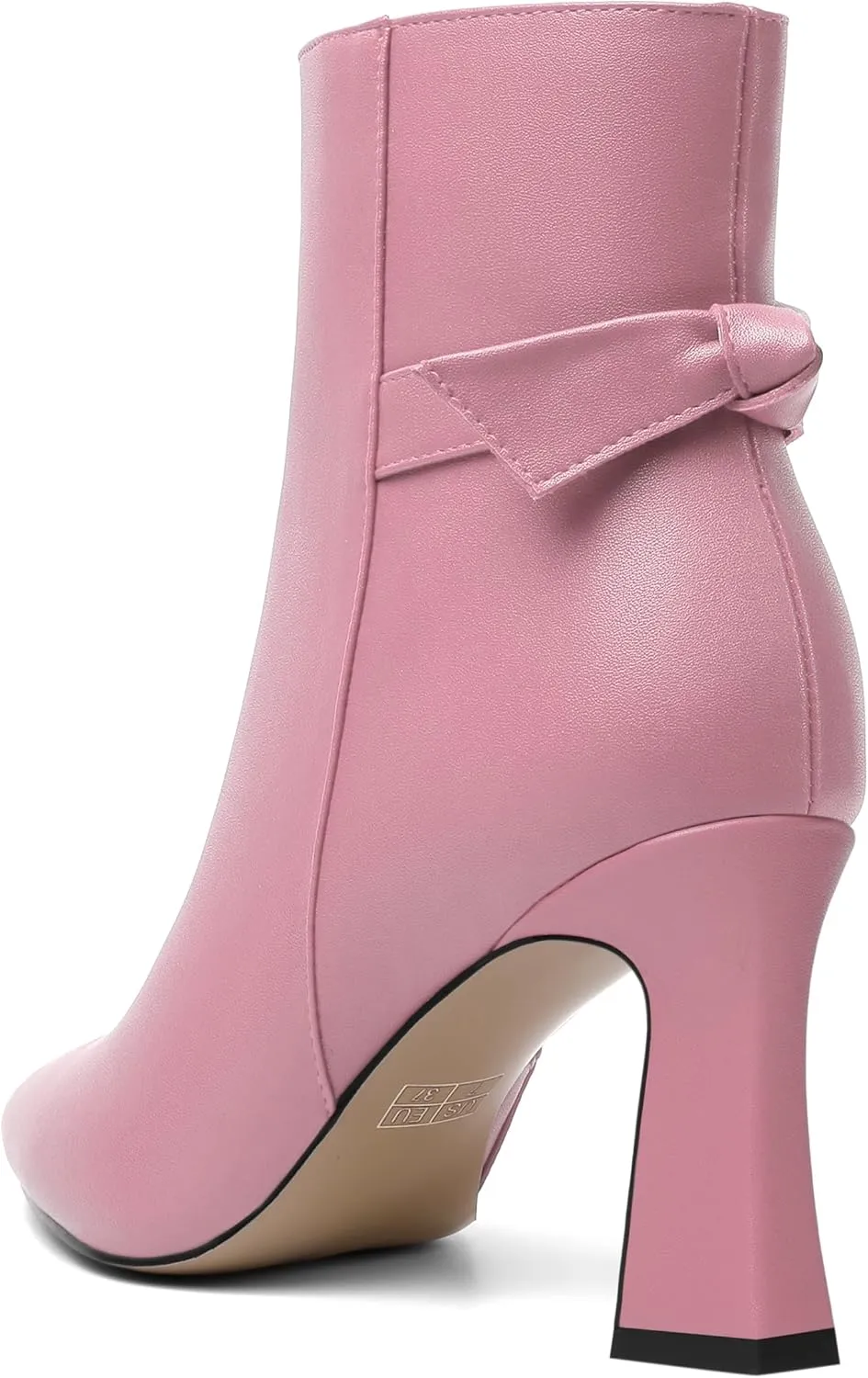 SHOWFOREST Womens Pointed Toe Solid Dating Zip Cold Weather Matte Block High Heel Ankle High Boots 3.3 Inch
