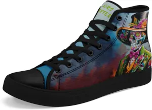 Skull Fashion High-Top Canvas Sneakers for Men Women Casual Tennis Shoes Classic Lace Up Walking Shoes