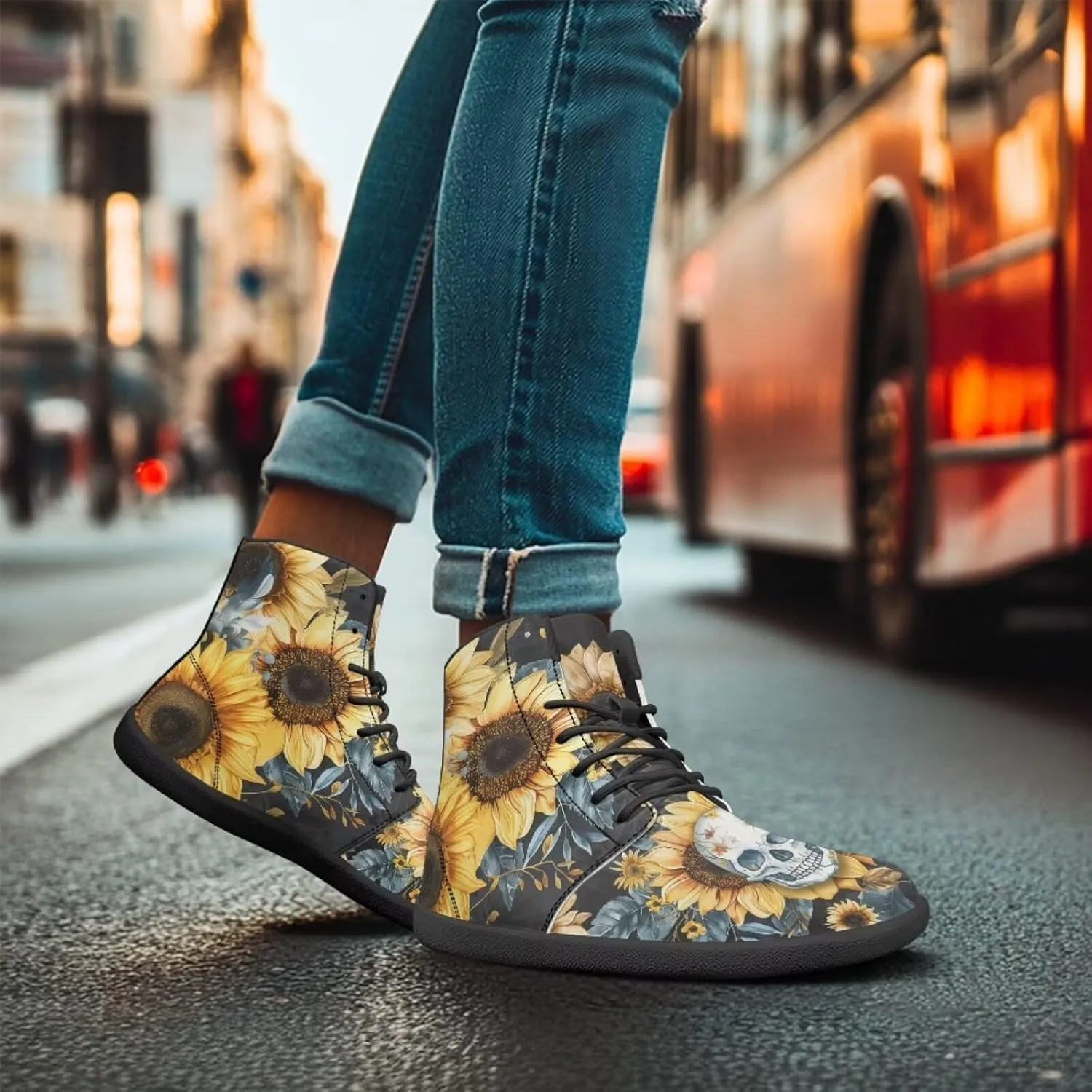 Skull High Top Basketball Barefoot Shoes for Men Women Casual Walking Work Shoes Running Sneakers