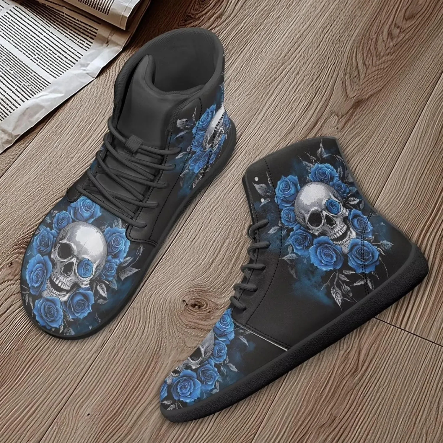 Skull High Top Work Barefoot Shoes Running Sneakers Non Slip Walking Tennis Shoes for Women Men