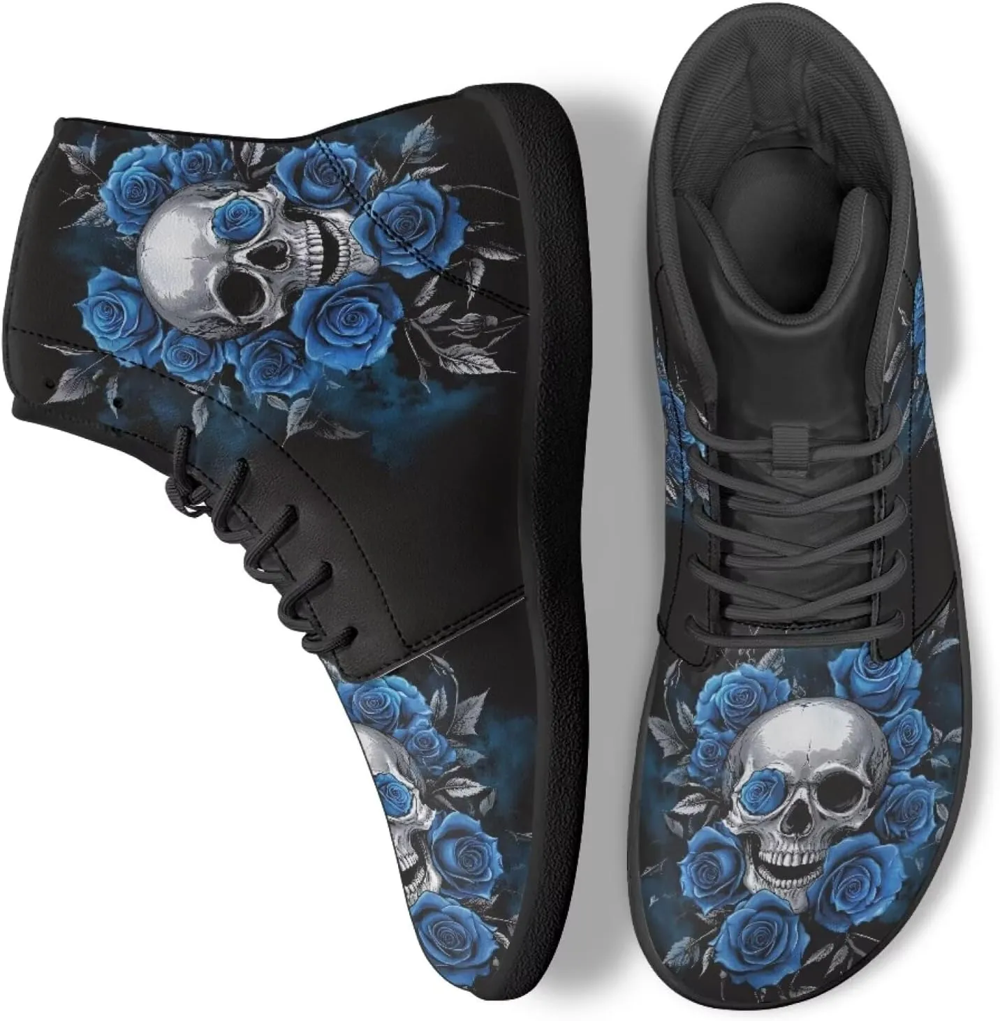 Skull High Top Work Barefoot Shoes Running Sneakers Non Slip Walking Tennis Shoes for Women Men