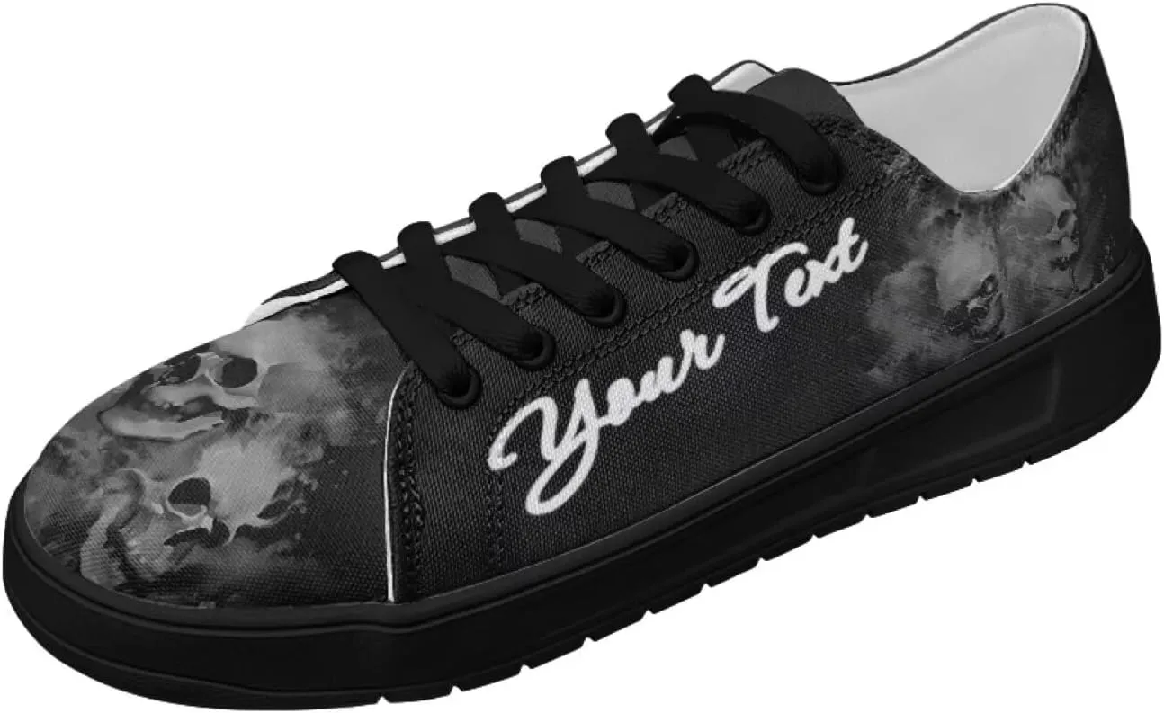Skull Print Custom Walking Shoes for Women Men Canvas Work Running Sneaker with Your Name & Text
