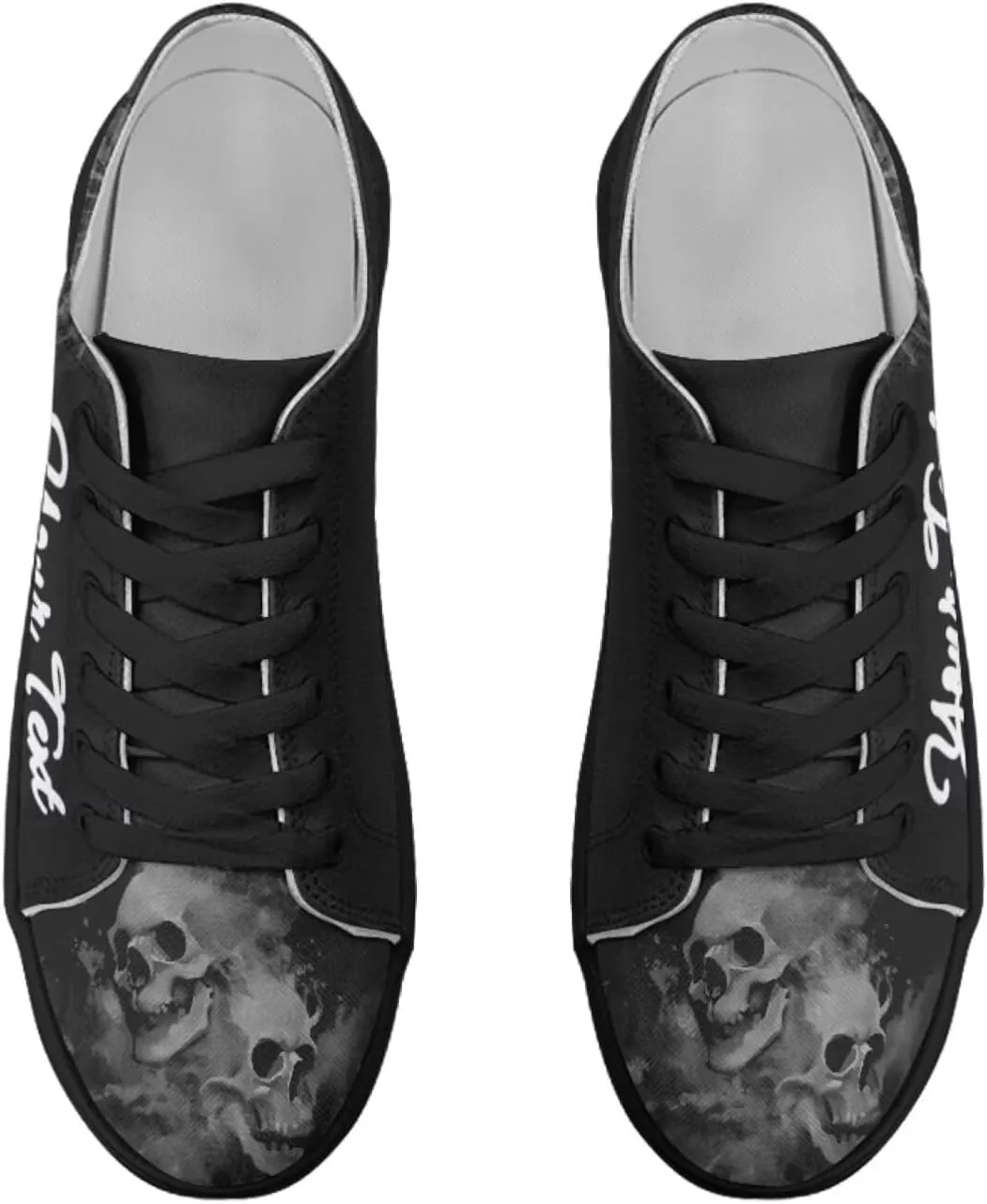 Skull Print Custom Walking Shoes for Women Men Canvas Work Running Sneaker with Your Name & Text