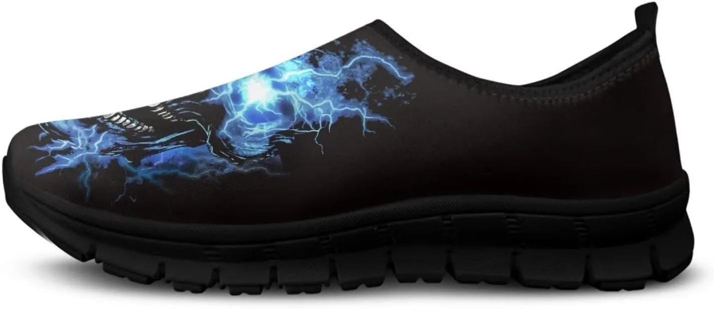 Skull Walking Shoes Casual Tennis Flat Work Loafer Wide Toe Driving Shoe Hiking Sneaker for Women