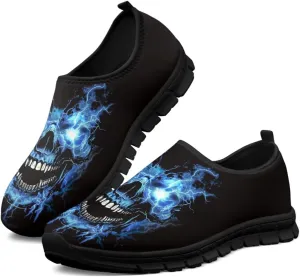 Skull Walking Shoes Casual Tennis Flat Work Loafer Wide Toe Driving Shoe Hiking Sneaker for Women