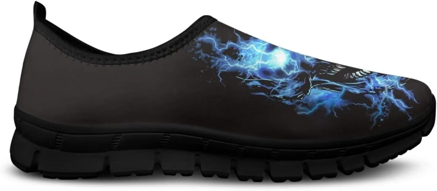 Skull Walking Shoes Casual Tennis Flat Work Loafer Wide Toe Driving Shoe Hiking Sneaker for Women