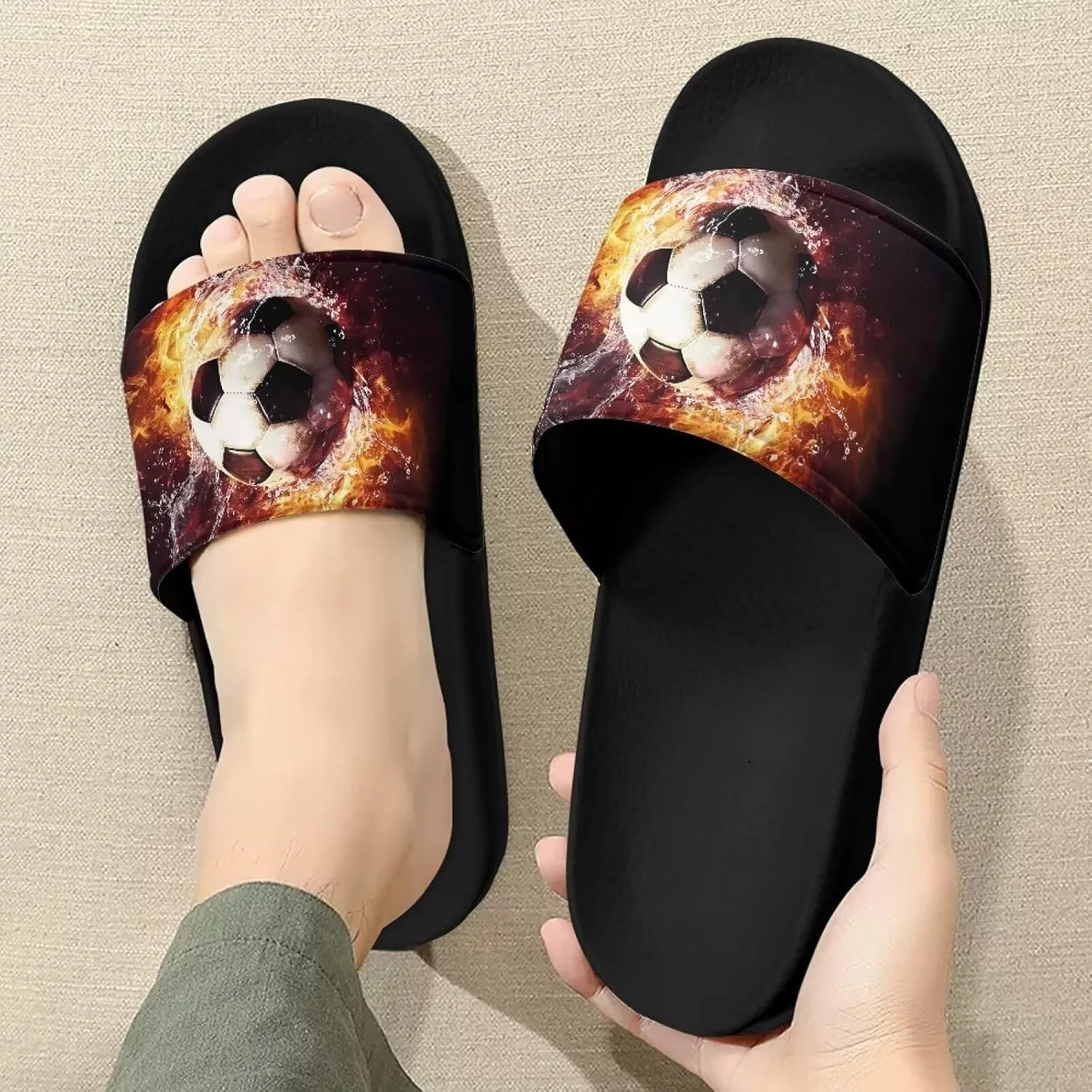 Slides for Men and,Flat Slides Slippers,Non-Slip Quick Drying Soft Lightweight Shower Shoes