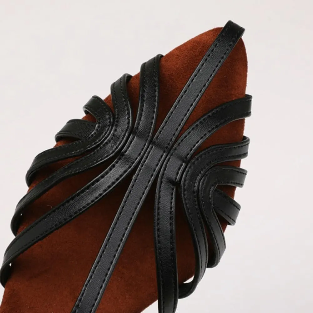 Slingback Flat Sandals for Women Woven Strap Closed Round Toe Slides Comfortable Low Heel Travel Beach Dressy Shoes