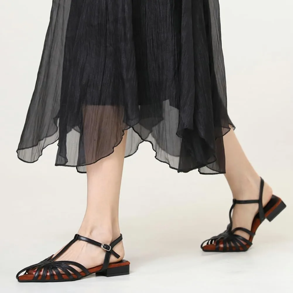 Slingback Flat Sandals for Women Woven Strap Closed Round Toe Slides Comfortable Low Heel Travel Beach Dressy Shoes