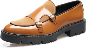 Slip on Shoes for Men, Casual Mens Loafers, Penny Loafers Dress Shoes, Monk Strap PU Leather Shoes, Pointed Toe, Non Slip Rubber