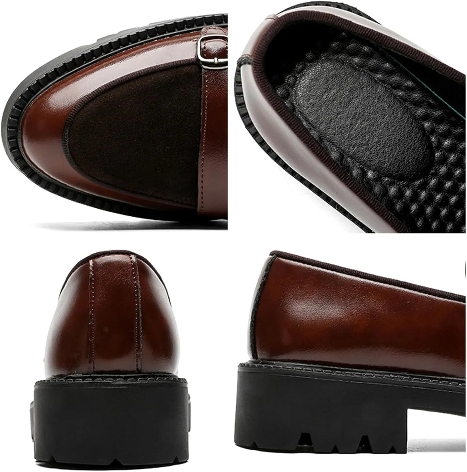 Slip on Shoes for Men, Casual Mens Loafers, Penny Loafers Dress Shoes, Monk Strap PU Leather Shoes, Pointed Toe, Non Slip Rubber