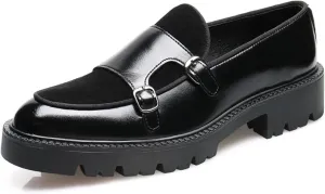 Slip on Shoes for Men, Casual Mens Loafers, Penny Loafers Dress Shoes, Monk Strap PU Leather Shoes, Pointed Toe, Non Slip Rubber
