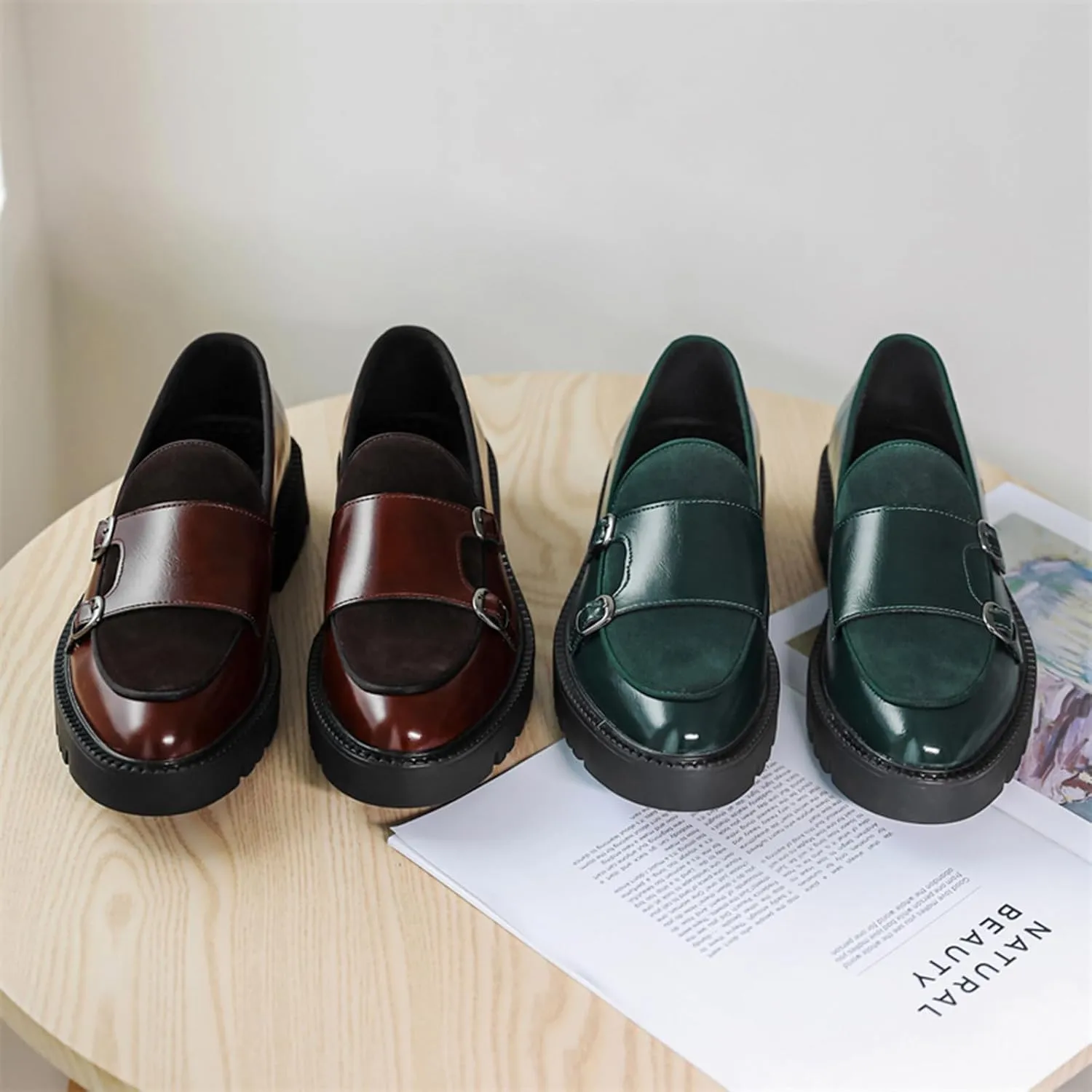 Slip on Shoes for Men, Casual Mens Loafers, Penny Loafers Dress Shoes, Monk Strap PU Leather Shoes, Pointed Toe, Non Slip Rubber
