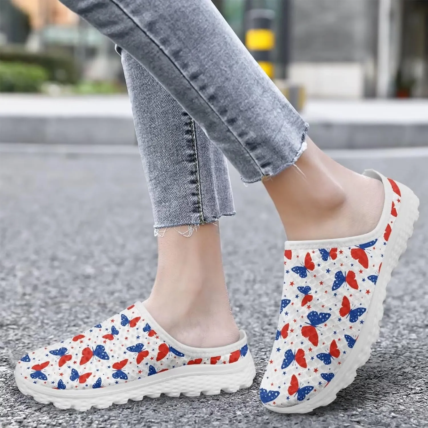 Slip On Shoes Women Comfortable Water Shoes Mesh Flats Womens Mules Aqua Sock Comfort Closed Toe Slides Mules Clogs
