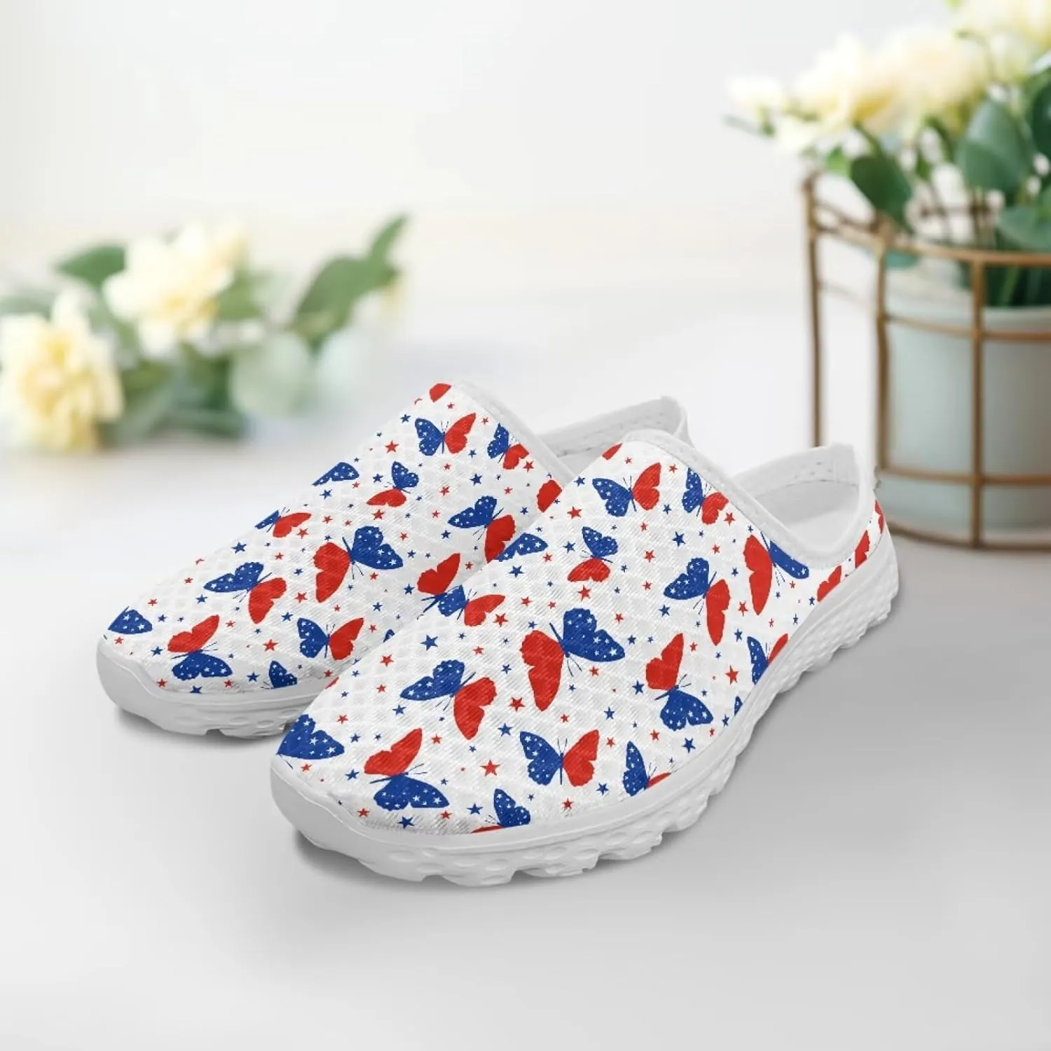 Slip On Shoes Women Comfortable Water Shoes Mesh Flats Womens Mules Aqua Sock Comfort Closed Toe Slides Mules Clogs