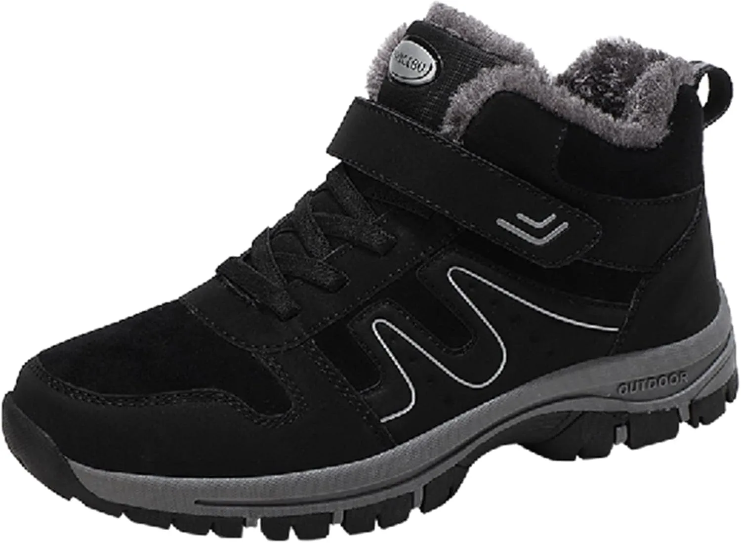 Slip on Walking Shoes Men Winter Warm Faux Furry Lined Hiking Snow Boots Comfortable Memory Foam Breathable Mesh Fashion High Top Sneakers Non Slip Indoor Outdoor Athletic Running Shoes