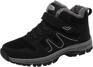 Slip on Walking Shoes Men Winter Warm Faux Furry Lined Hiking Snow Boots Comfortable Memory Foam Breathable Mesh Fashion High Top Sneakers Non Slip Indoor Outdoor Athletic Running Shoes