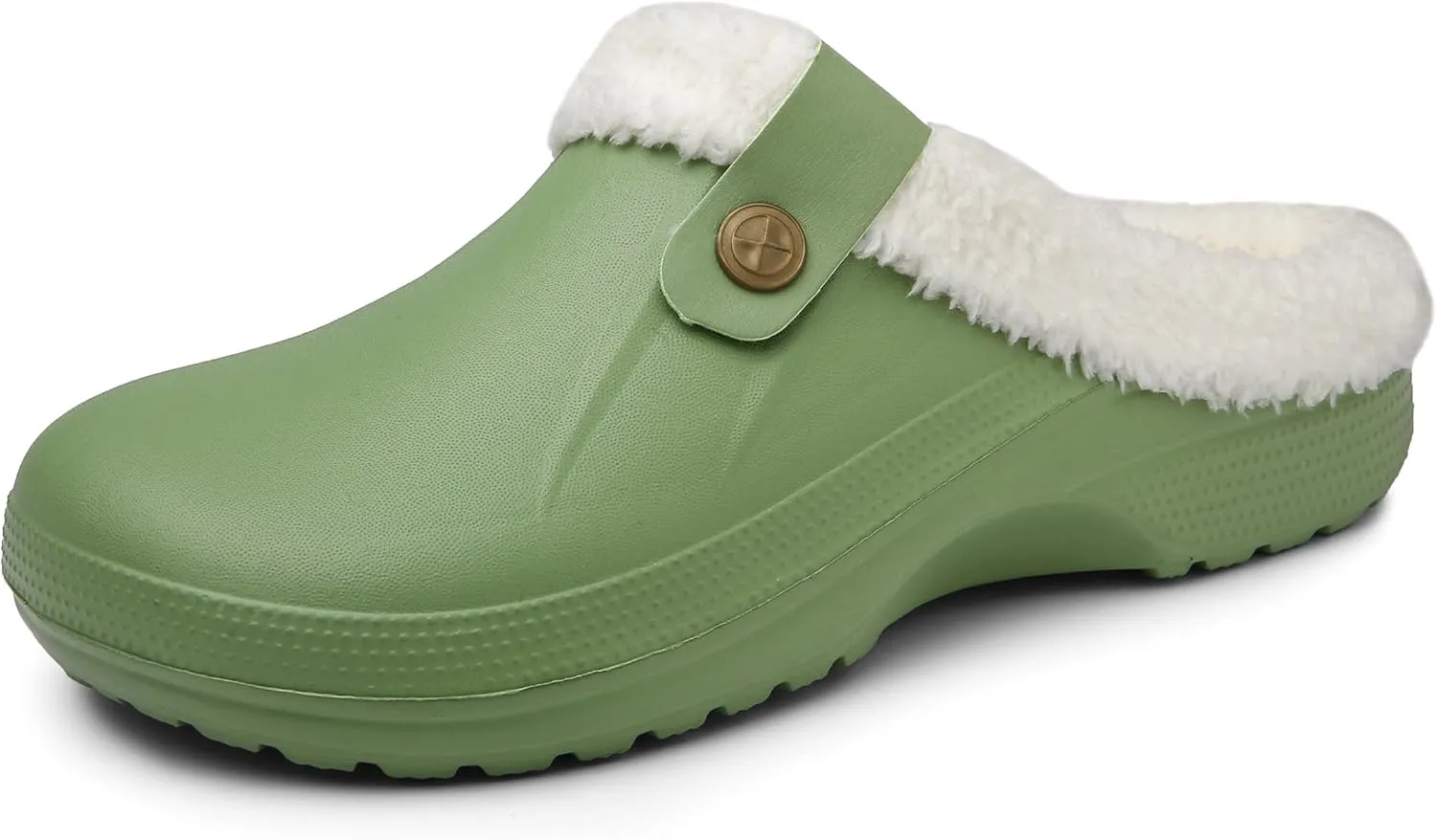 SMajong Mens Fur Lined Clogs Womens Waterproof Slippers Garden Shoes Winter Warm Plush Home House Slippers Indoor Outdoor Mules