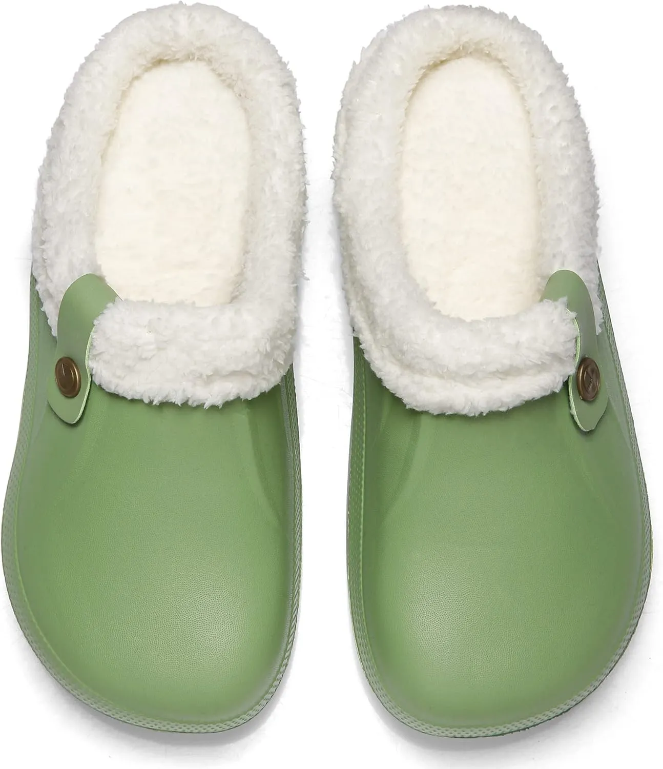 SMajong Mens Fur Lined Clogs Womens Waterproof Slippers Garden Shoes Winter Warm Plush Home House Slippers Indoor Outdoor Mules