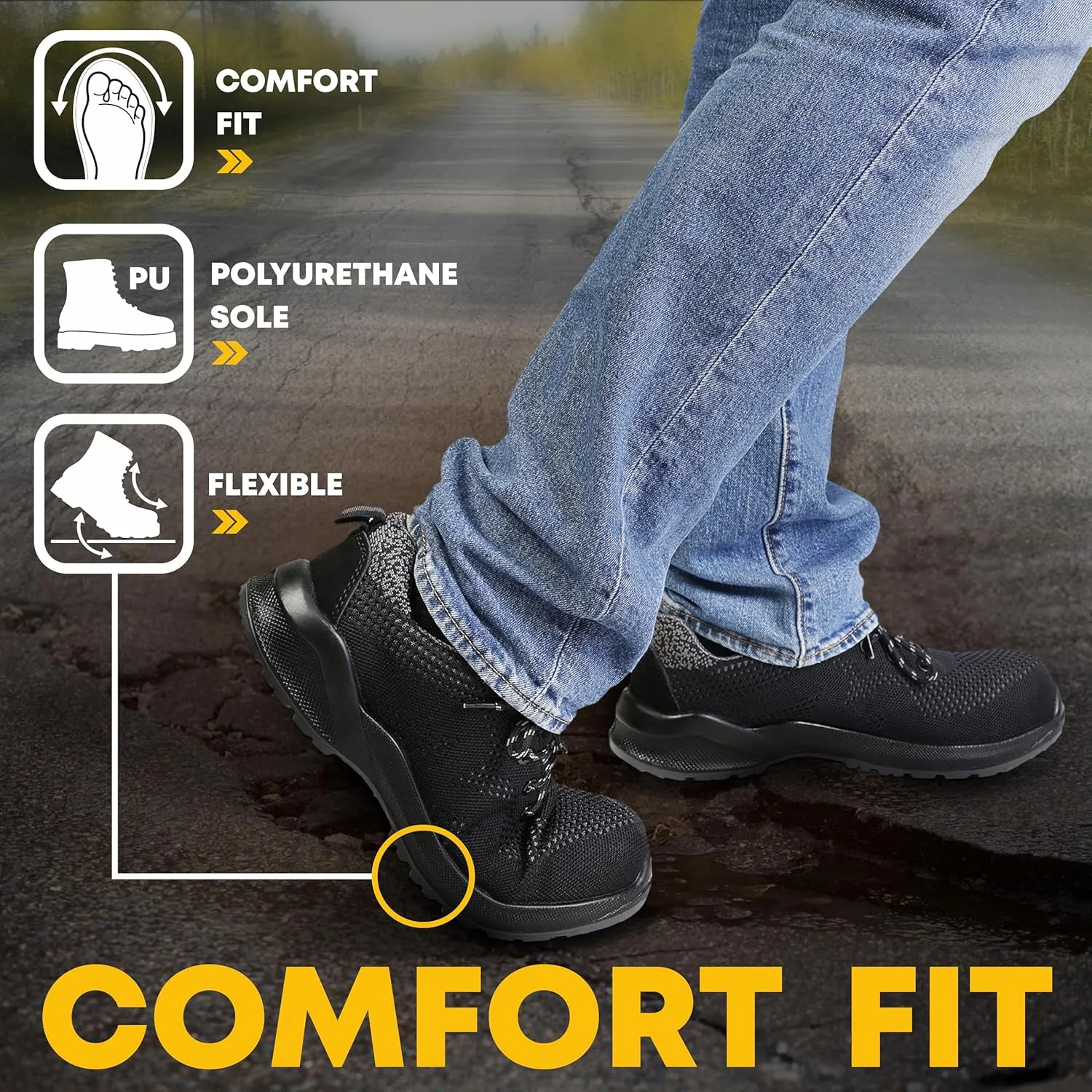 Sneakers Professional - Composite Safety Toe - Light-Weight and Durable - Safety and Utility Shoes