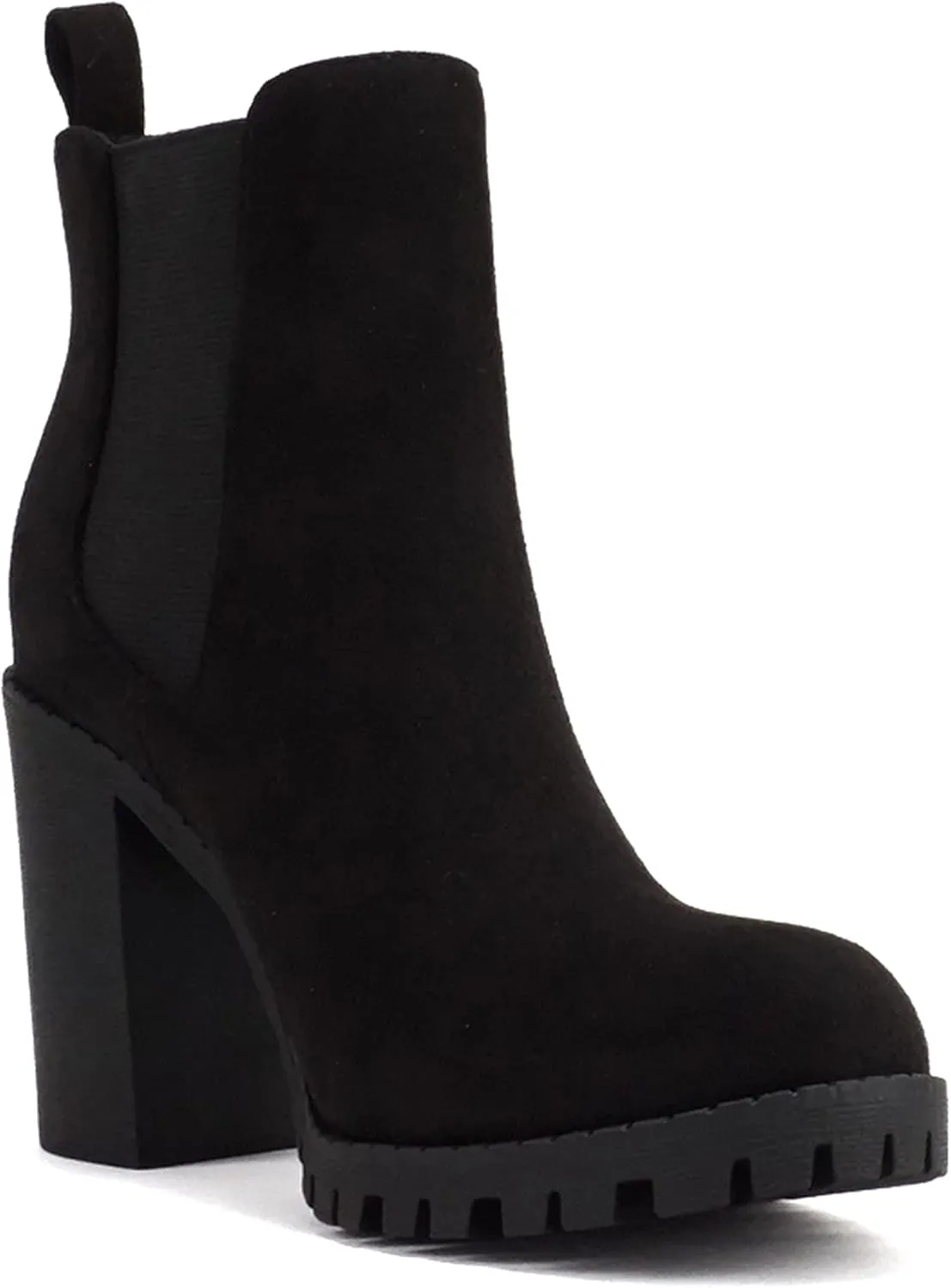 Soda Glove - Ankle Boot w/Lug Sole Elastic Gore and Chunky Heel