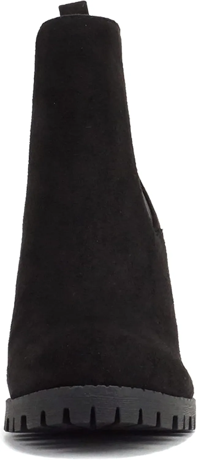 Soda Glove - Ankle Boot w/Lug Sole Elastic Gore and Chunky Heel