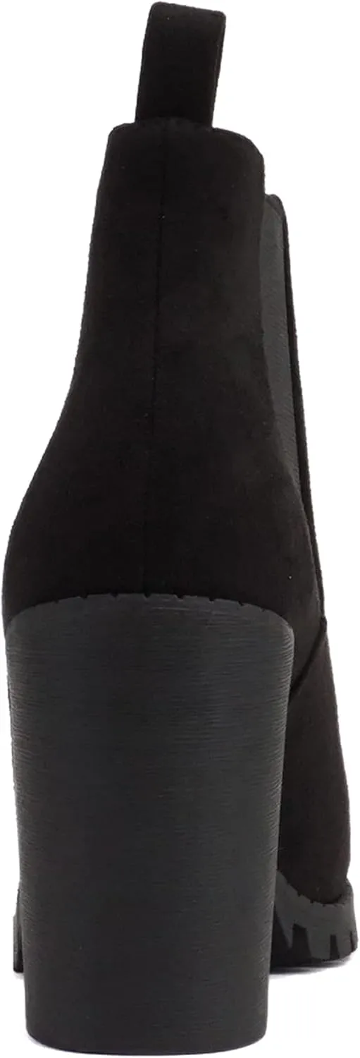 Soda Glove - Ankle Boot w/Lug Sole Elastic Gore and Chunky Heel