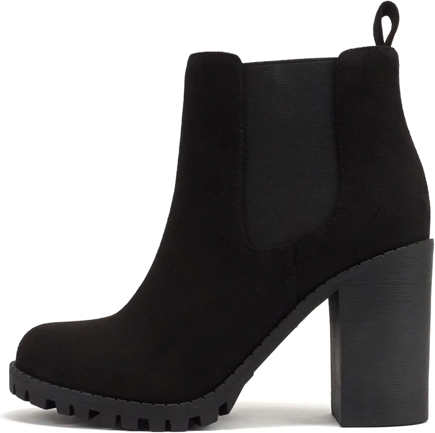 Soda Glove - Ankle Boot w/Lug Sole Elastic Gore and Chunky Heel