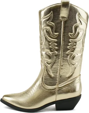 Soda Red Reno Western Cowboy Pointed Toe Knee High Pull On Tabs Boots All-White