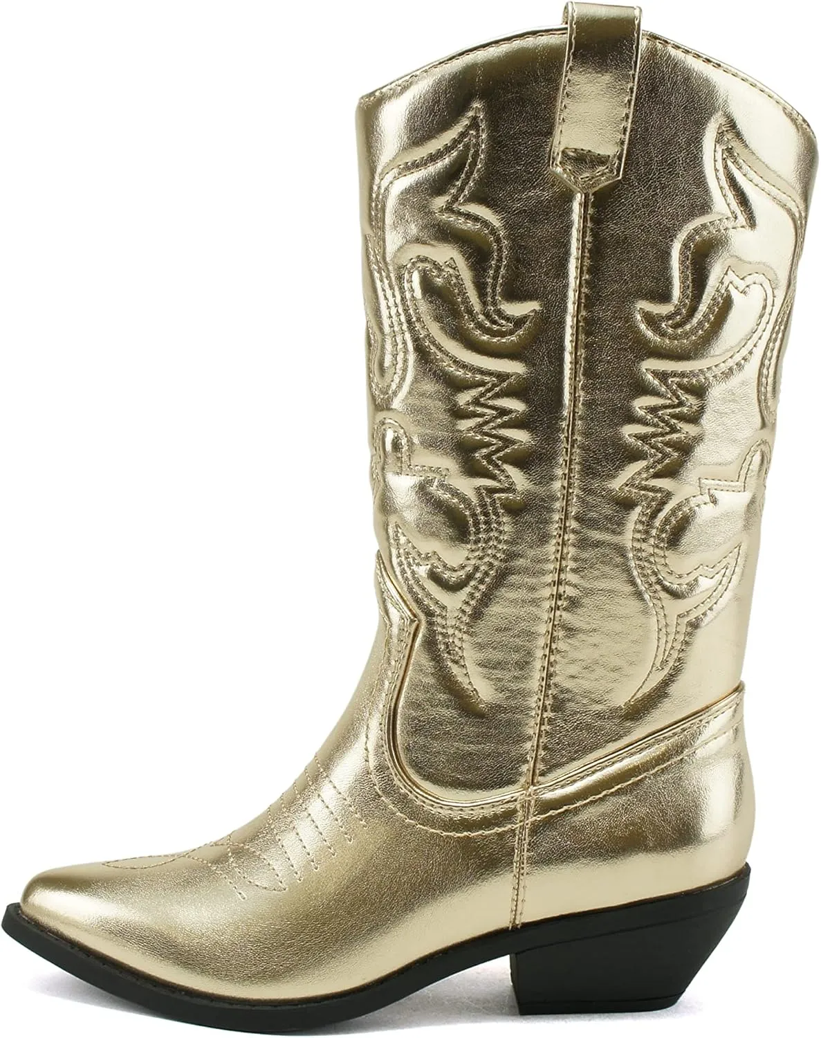 Soda Red Reno Western Cowboy Pointed Toe Knee High Pull On Tabs Boots All-White