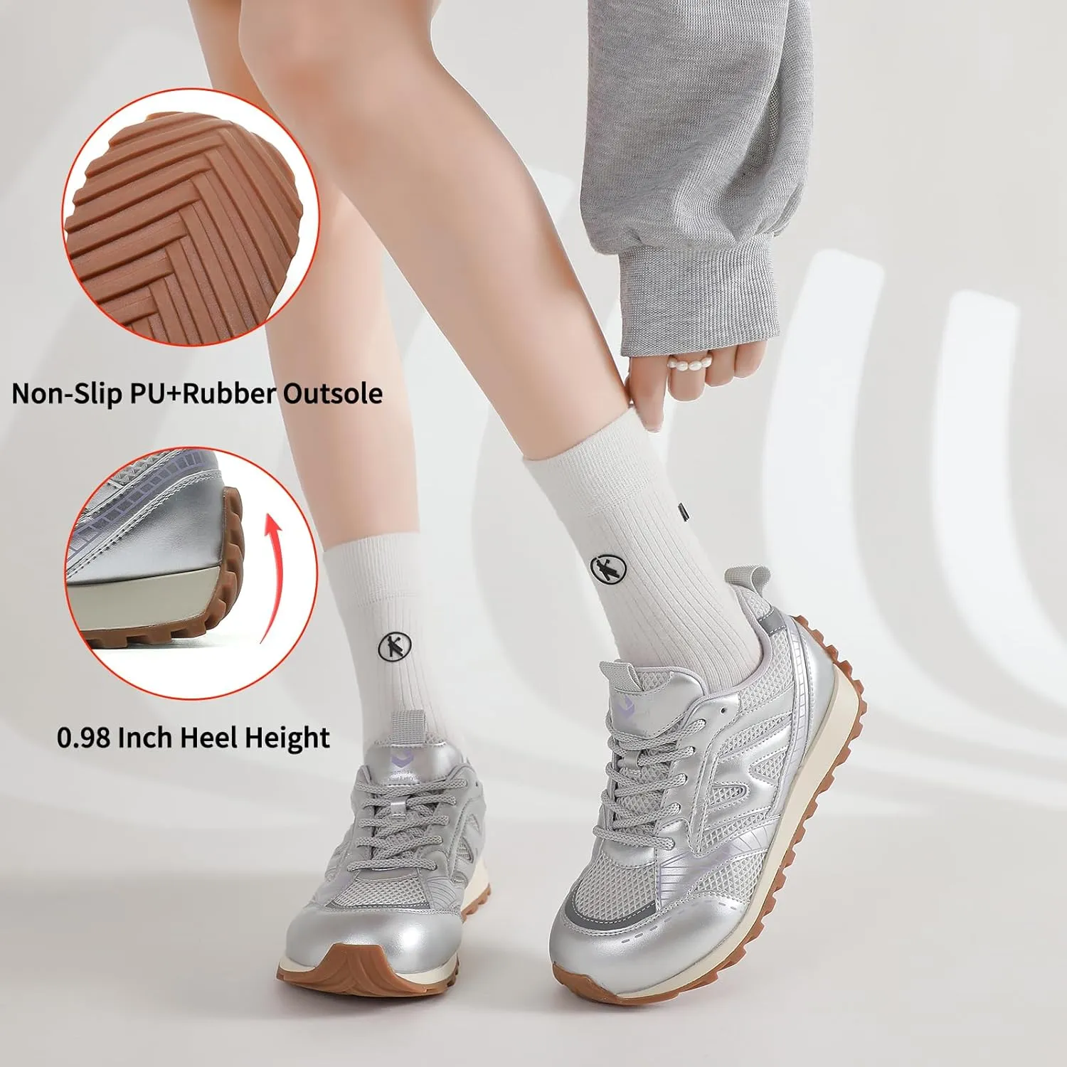 somiliss Womens Walking Shoes Casual Sneakers: Wide Toe Box Non-Slip Tennis Shoes Microfiber Leather Mesh Fashion Sneakers