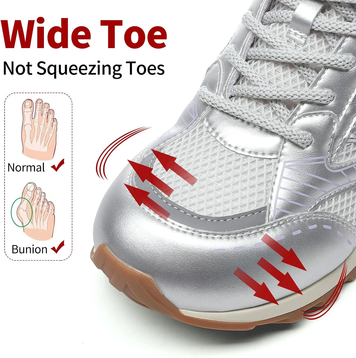 somiliss Womens Walking Shoes Casual Sneakers: Wide Toe Box Non-Slip Tennis Shoes Microfiber Leather Mesh Fashion Sneakers