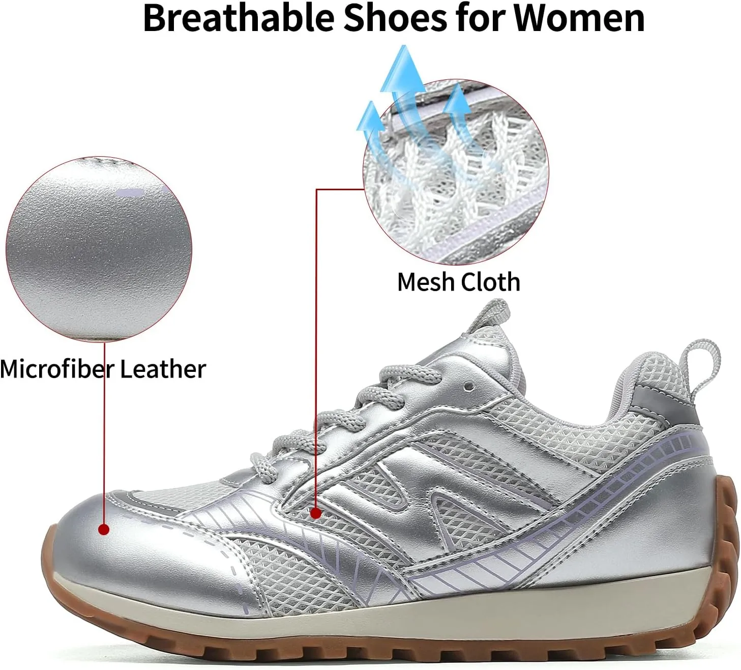 somiliss Womens Walking Shoes Casual Sneakers: Wide Toe Box Non-Slip Tennis Shoes Microfiber Leather Mesh Fashion Sneakers