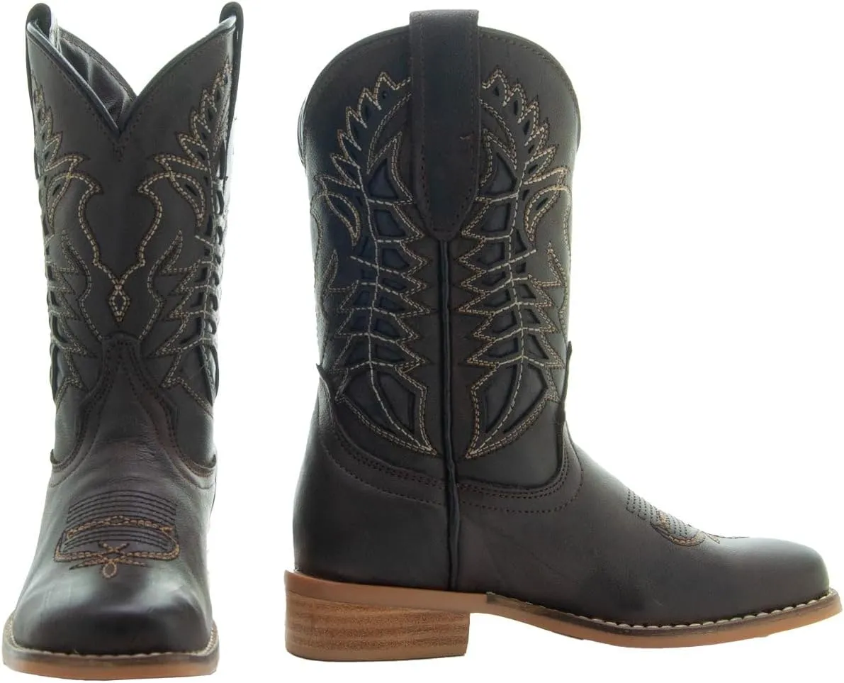 Soto Boots Kid's Square Toe Boots, Geniune Leather Kid's Cowboy Boots, Toddler Western Boots, K3007 (,)