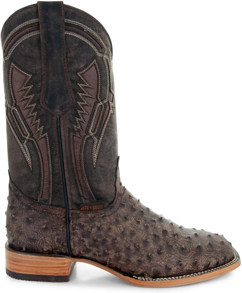 Soto Boots Men's Out of the Wild Ostrich Print Cowboy Boots, Exotic Print Men's Cowboy Boots, Western Boots For Men H50031