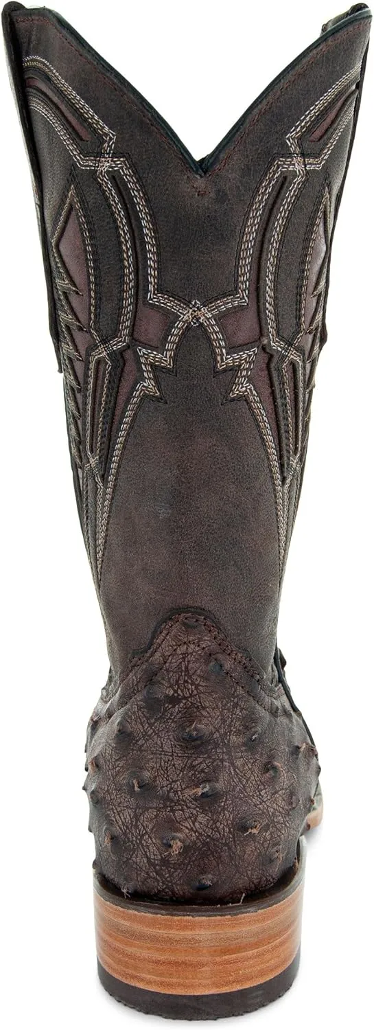 Soto Boots Men's Out of the Wild Ostrich Print Cowboy Boots, Exotic Print Men's Cowboy Boots, Western Boots For Men H50031