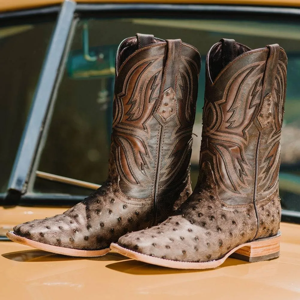 Soto Boots Men's Out of the Wild Ostrich Print Cowboy Boots, Exotic Print Men's Cowboy Boots, Western Boots For Men H50031