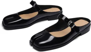 Split Coverd Toe Nainja Women Lofers Adjustable Buckle Mary Janes Mules Slingback Slip On Casual Shoes Flats