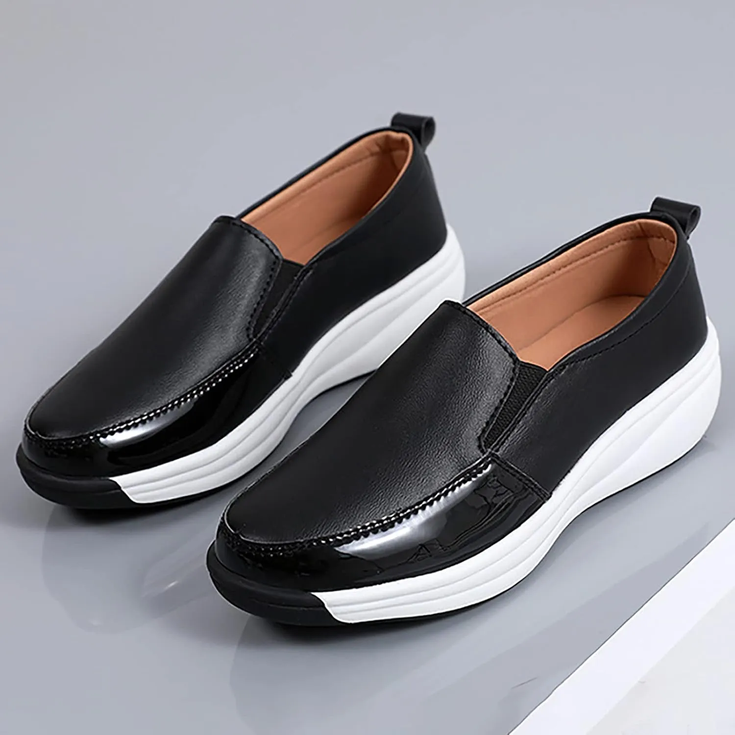 Spring and Autumn Women's Shoes Slip On Lazy Shoes Non Slip Cow Rib Soft Sole Casual Fashion Shoes for Women Sandals (Black, 8)