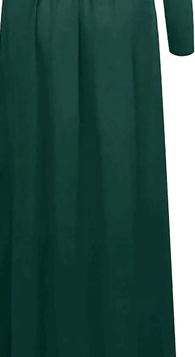 Spring Dresses Women Casual Long Sleeve Striped Loose Fit Pleated Maxi Dress with Pockets Spring Fall Outfit Basic Clothes